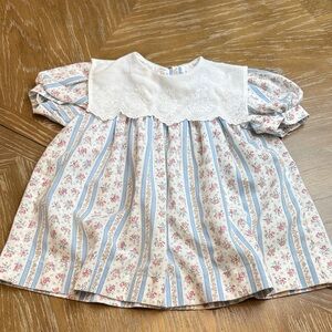 Vintage Renee Michaels White pink and Blue Floral toddler Dress